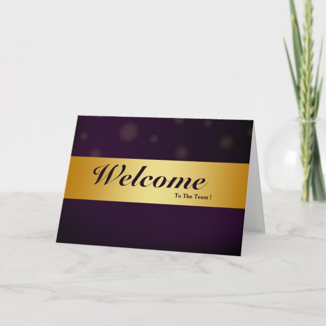 Carte Bienvenue À L'Équipe Purple Minimal Gold Bladge (Devant)