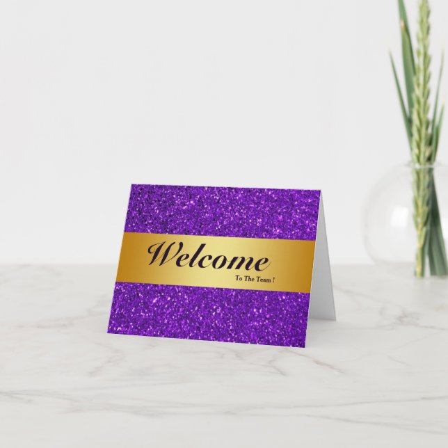 Carte Bienvenue À L'Équipe Purple Minimal Gold Bladge (Devant)