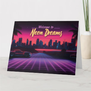 Carte Bienvenue à Neon Dreams - Retro Wave Cityscape