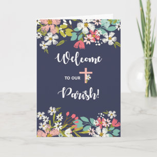Carte Bienvenue à Notre Fleurs de la Paroisse sur Fond B