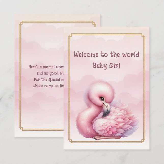 Carte Bienvenue au monde Bébé Fille  (Devant / Derrière)