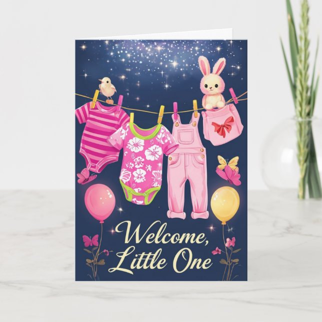 Carte Bienvenue bébé fille (Devant)