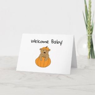 Carte Bienvenue Bébé Ours Citrouille