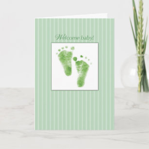 Carte Bienvenue bébé, Vert, Félicitations Nouveau pied b