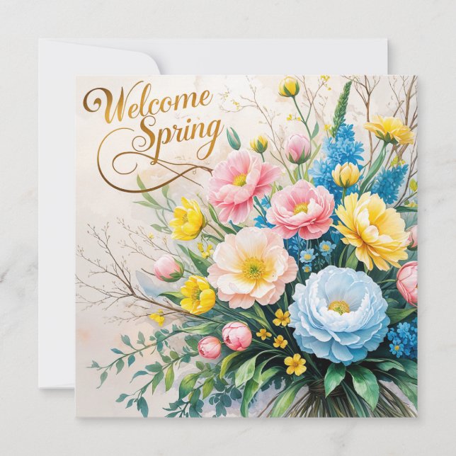 Carte Bienvenue Bouquet Floral Spring (Devant)