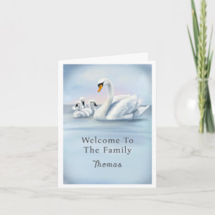 Carte Bienvenue dans la famille Maman cygne avec ses béb