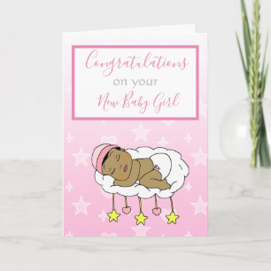 Carte Bienvenue dans le monde Nouveau bébé fille ethniqu