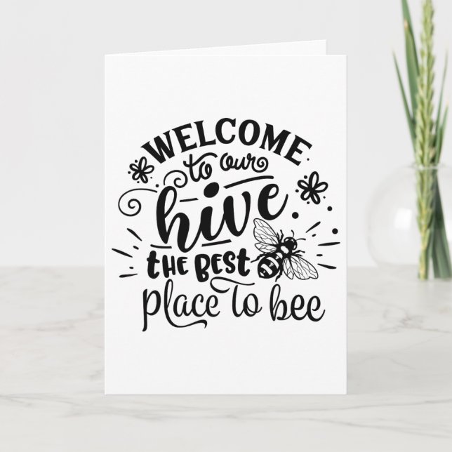 Carte Bienvenue dans notre ruche drôle abeille printemps (Devant)