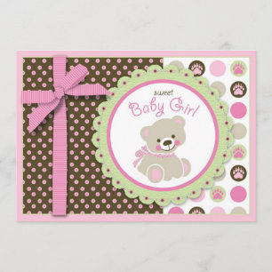 Carte bienvenue d'invitation de fille d'ours