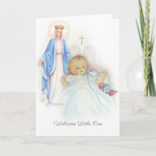 Carte Bienvenue nouveau bébé garçon ou fille religieux c