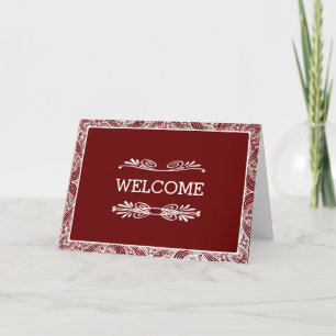 Carte Bienvenue personnalisée avec bordure marron tourbi