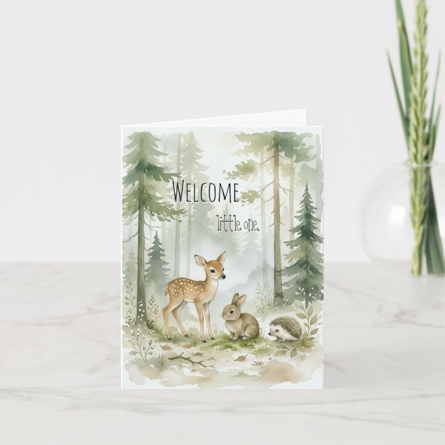 Carte Bienvenue petit(e) - Amis de la forêt (Devant)