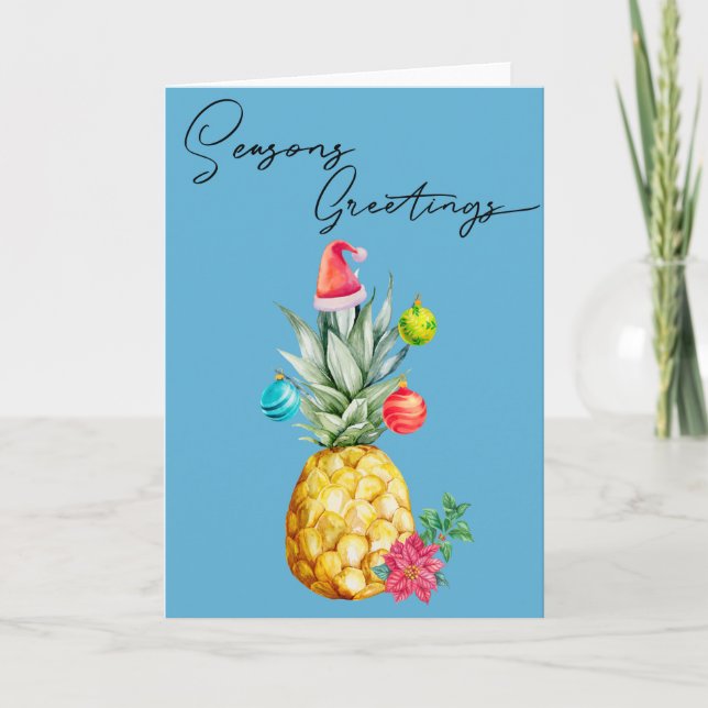 Carte Bienvenue pour les fêtes de Noël à l'ananas tropic (Devant)