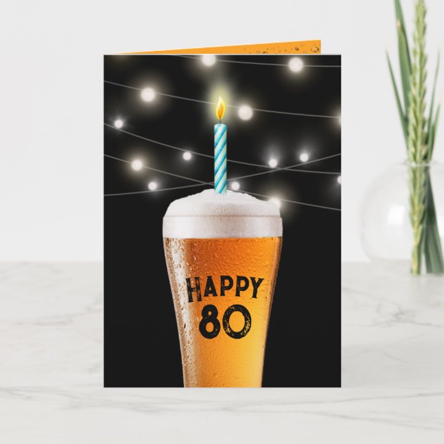 Carte Bière 80e anniversaire avec bougie (Devant)