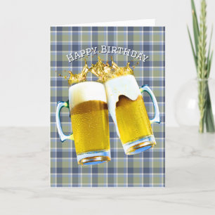 Carte Bière Anniversaire Toast sur Plaid