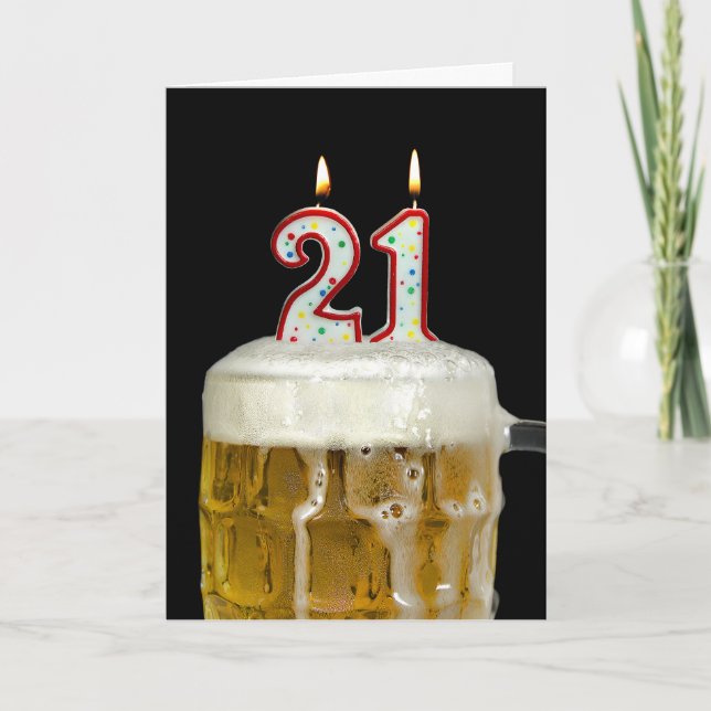 Carte Bière d'anniversaire 21 ans (Devant)
