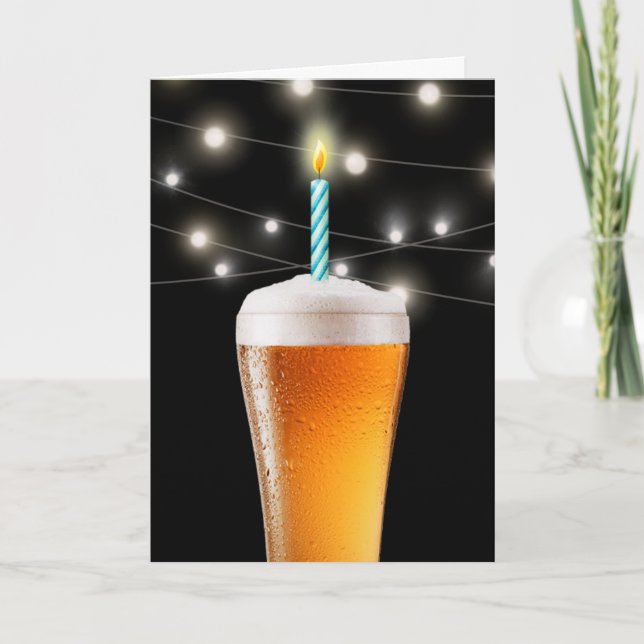 Carte Bière d'anniversaire avec bougie (Devant)