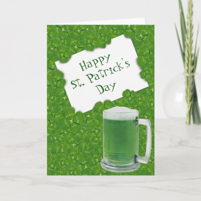 Carte Bière de la Saint-Patrick et trèfles à quatre feui (Devant)