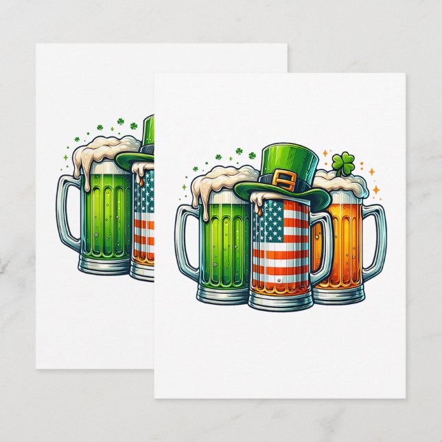 Carte Bière Irlandaise Irlande Fête de la Saint-Patrick  (Devant / Derrière)