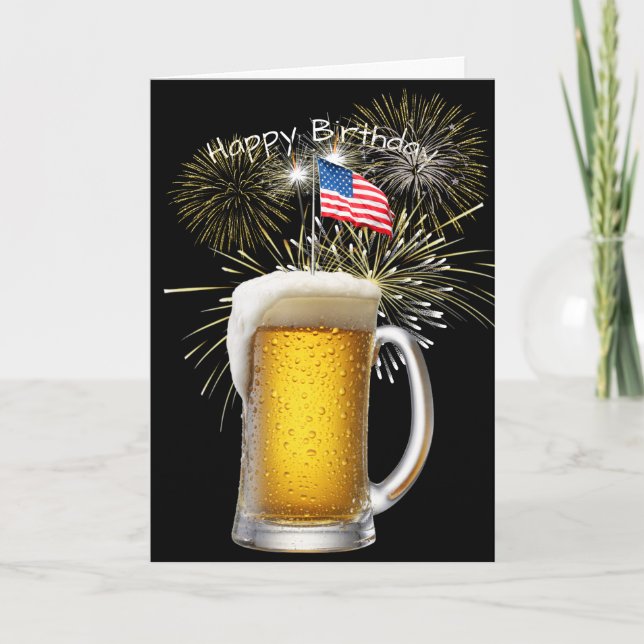 Carte Bière Patriotique D'Anniversaire Avec Éperviers (Devant)