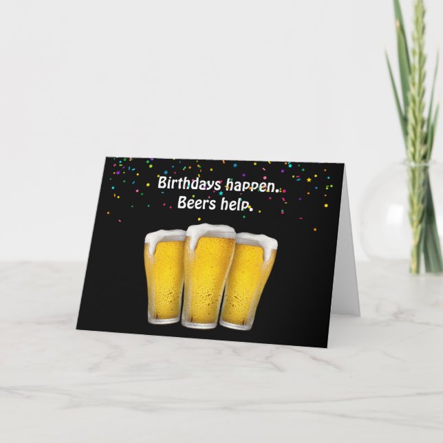 Carte Bières d'anniversaire et Confetti (Devant)