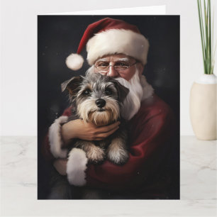 Carte Biewer Terrier avec le Père Noël Noël Festif