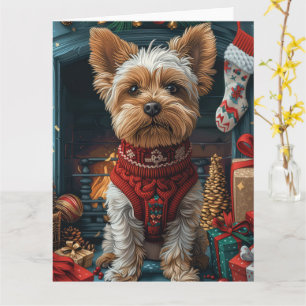 Carte Biewer Terrier Chien avec les cadeaux de Noël Chem