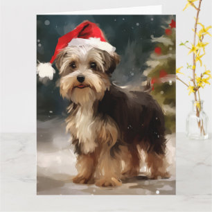 Carte Biewer Terrier Chien dans Noël de neige