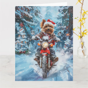 Carte Biewer Terrier Chien équitation Moto Noël