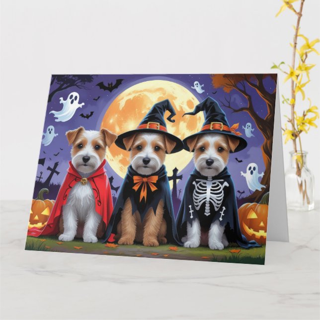 Carte Biewer Terrier Chiens Citrouille Halloween Funny (Fleur jaune)