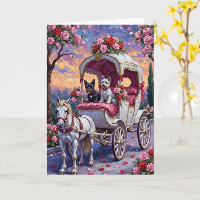 Carte Biewer Terrier Dog Valentine's Day (Fleur jaune)