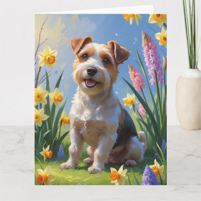Carte Biewer Terrier Fleurs de printemps de chien Peintu (Devant)