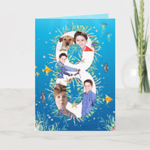 Carte Big 8th Birthday Under the Sea Photo Collage