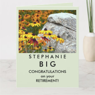 Carte BIG Bonne retraite Félicitations Fleurs Jaunes