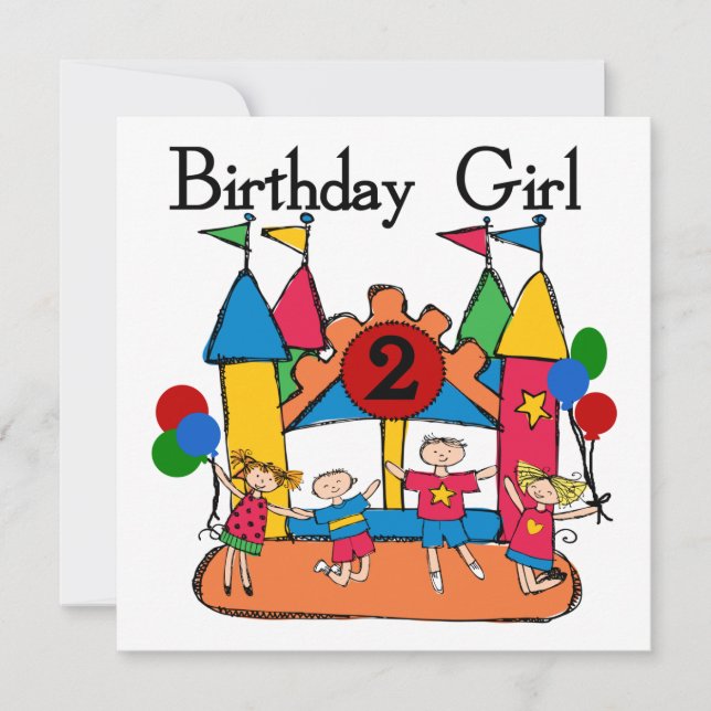 Carte Big Bounce Girl 2nd Birthday Tshirts et cadeaux (Devant)