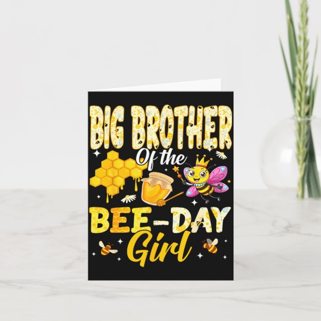 Carte Big Brother Of The Bee Day Girl Birthday Family Ma (Devant)