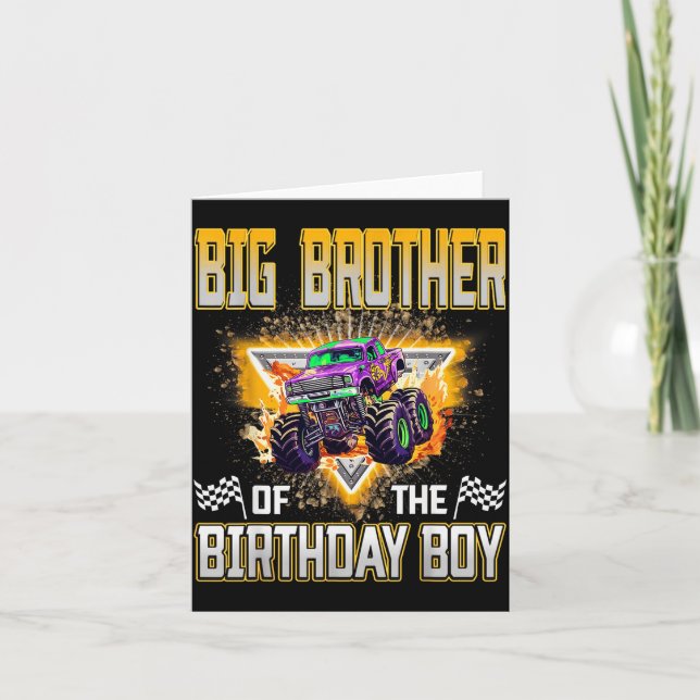Carte Big Brother Of The Birthday Boy Monster Truck Birt (Devant)