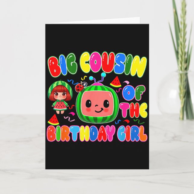 Carte Big Cousin Of The Birthday Girl Melon Family Match (Devant)