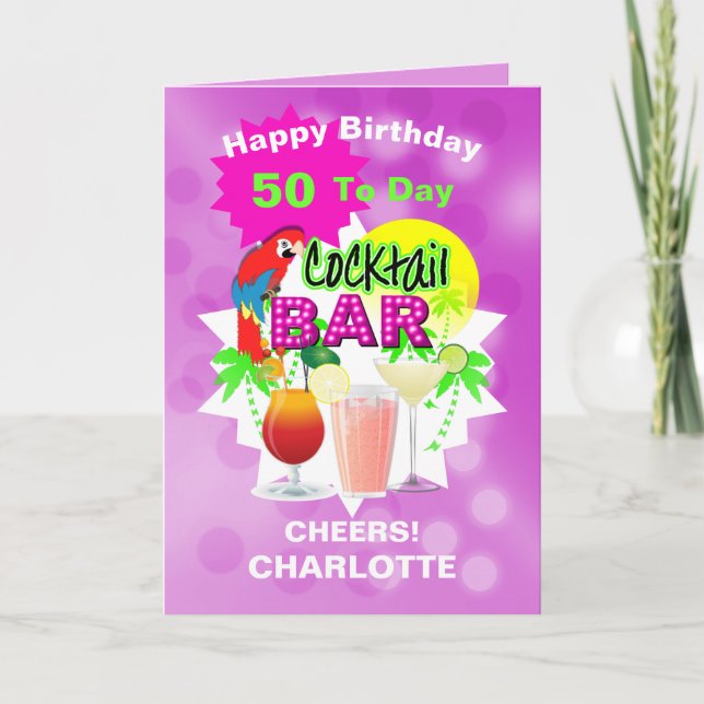 Carte Big Milestone Anniversaire Soins Amusants Cocktail (Devant)