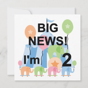 Carte Big News Circus 2nd Birthday T-shirts et cadeaux