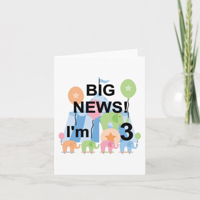 Carte Big News Circus 3e Anniversaire Tshirts et cadeaux (Devant)