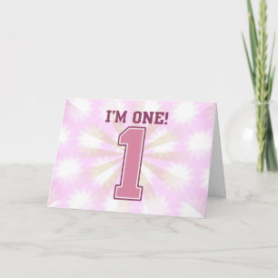 Carte Big Pink Numéro Un, premier anniversaire de la fil