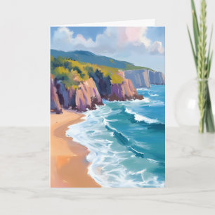 Carte Big Sur, peinture à l'aquarelle de l'océan Califor