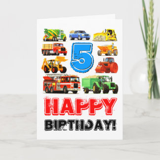 Carte Big Truck pour enfant 5e anniversaire