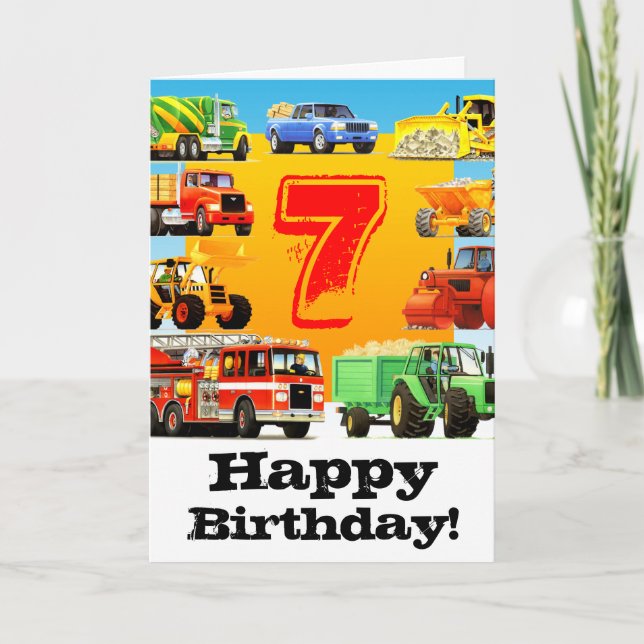 Carte Big Trucks 7e fête d'anniversaire (Devant)