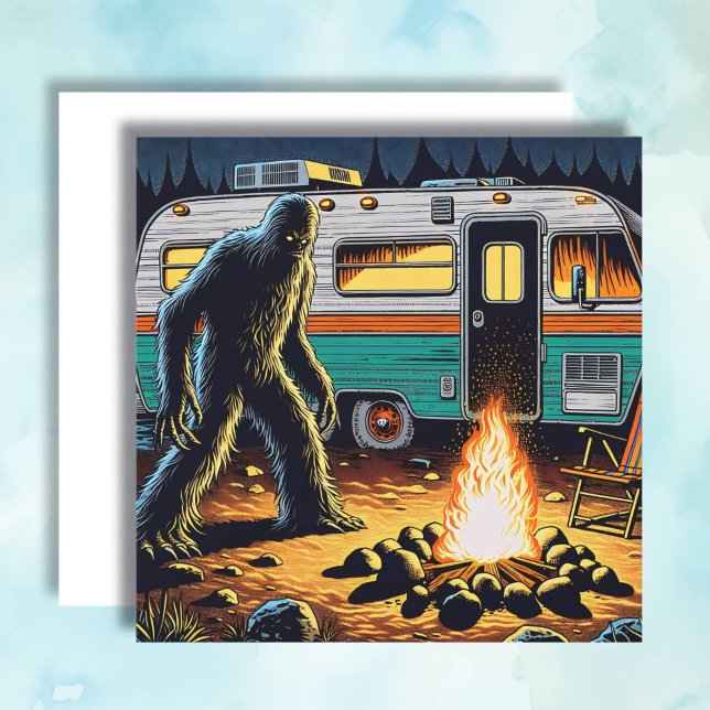 Carte Bigfoot à Campfire et Retro Rv (Créateur téléchargé)