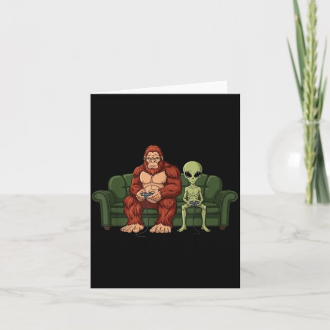 Carte Bigfoot Alien Video Games Gaming Sasquatch Ufo Men (Devant)
