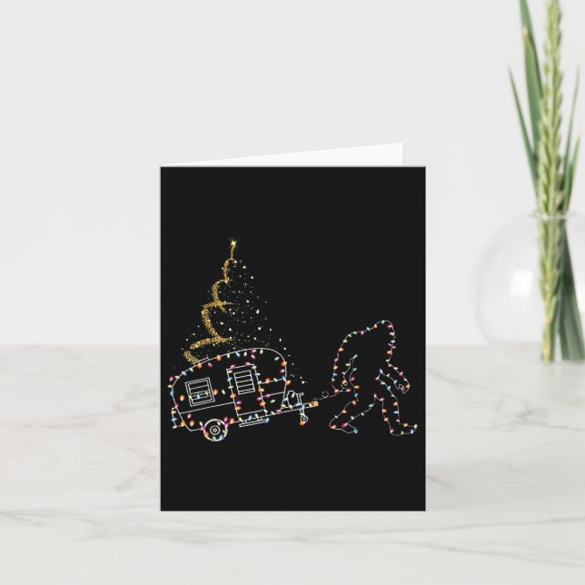 Carte Bigfoot Avec Camping Voiture Feu Noël (Devant)