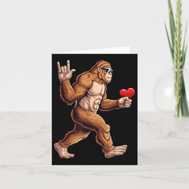 Carte Bigfoot Coeur Funny Valentines Jour Garçons Enfant (Devant)