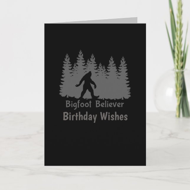 Carte Bigfoot croyant ligne d'arbre anniversaire (Devant)